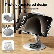 1pc Aluminum Alloy Phone Stand, Waterproof, 360° Rotating Design, Foldable And Adjustable, Suitable For Desk And Bedside Table, Non-Slip Base - Perfect Gift For All Seasons, Gold Phone Stand, Desktop Loose Phone Stand, Rotatable And Foldable, Portable Stand For Live Streaming And Video Watching, Metal Foldable Phone Stand, 360° Adjustable, Live Streaming Desktop Loose Stand, Suitable For Office And Holidays, Compact And Portable Accessory - A - View 6