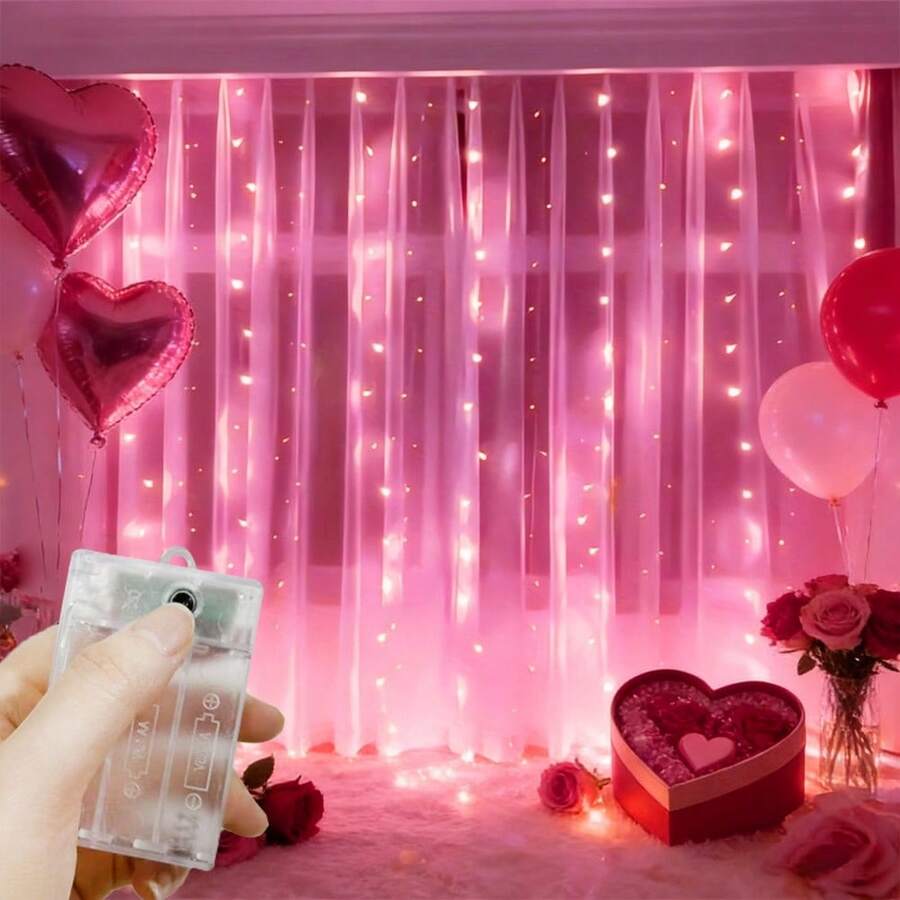 LED Curtain String Lights Battery Powered 8 Mode Lighting Festoon Wedding Party Fairy Light Christmas Decoration For Home Room Garden
