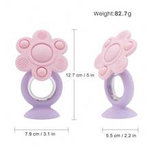 1pc Rotating Flower Rattle With Suction Cup, Silicone Baby Rattle Toy, Can Be Gripped Or Suctioned To Tabletop, Easter Thanksgiving Halloween Christmas Gift (Random Color Beads) - Multicolor - View 3