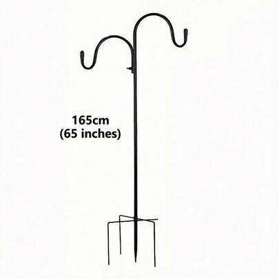 165cm Heavy‑Duty Double Shepherd Hook, Outdoor Garden Hanging Pole With 5‑Prong Stable Base, Cast Iron Hanger For Bird Feeders, Plant Baskets, Solar Lanterns & Wind Chimes, Easy‑Install Space‑Saving Garden Decor Stake For Yard & Farm