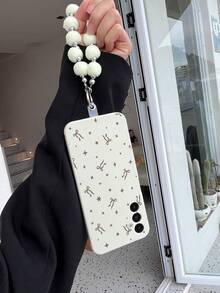 1pc White TPU Minimalist Brown Bow & Star Print Full Coverage Shockproof Phone Case And 1pc White Pom Pom Phone Lanyard, Suitable For Versatile Phone Case/Lanyard Phone Case/Fun Phone Case/Android Phone Case - Multicolor - View 5