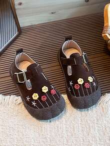 1 Pair Girls' Flat Mary Jane Shoes, Non-Slip Breathable Toddler Walking Shoes, Children Student Shoes Suitable For Spring, Summer, Autumn - Brown - View 3