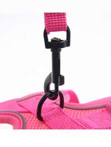 Reflective Pet Harness And Leash Set, For Dogs And Cats, Secure Fit Adjustable Puppy Vest, Soft Mesh Material - Hot Pink - View 8