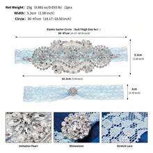 2pcs/Set Light Blue Lace Rhinestone Wedding Garter Faux Pearl Bridal Elastic Thigh Ring Something Blue Prom Accessories - Baby Blue - View 7