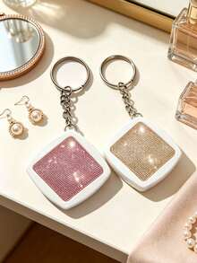 1pc Shiny Rhinestone Retractable Tape Measure Keychain - 2m/6ft - Mini Tape Measure Keychain - Retractable Soft Tape Measure Keychain, Keychain, Cute Bag Pendant, Portable Pocket Measuring Tool, Body Measuring Tape, Retractable Small Tape Measure, DIY Handmade Accessory Pendant, Suitable For Tailors And Craft Enthusiasts, Also A Unique Birthday Gift, Holiday Gift, Party Gift - Multicolor - View 9