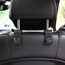 2pcs Heart Leopard Print Small Heart Storage Car Seat Hanging Hooks Hidden Backrest Hooks Multi-Functional Creative Small Hooks - A - View 1