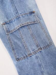 Tween Boy Fashion Casual Washed Cargo Denim Jeans - Blue - View 7