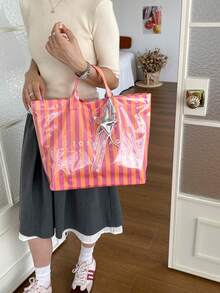 時尚托特包 大容量女款手提包 休閒百搭高品質日常通勤包 女生時尚購物包 - 彩色 - 查看 4