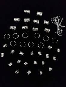 43 Pcs Thread Rope Sun Hair Ring Mixed Set Women's Braids Hair Accessories Festival Party Dress Up Hair Clips Halloween Hair Accessories - Silver - View 5