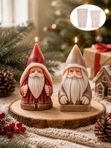 Molde de Silicone Papai Noel, Molde de Vela DIY para Feriados de Natal, Faça Velas Perfumadas com Chapéu Vermelho e Barba Longa, Adequado para Decoração de Natal em Casa e Presentes de Feriados - molde do Papai Noel - Visão 1