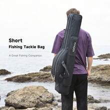 LEOFISHING 2-Layer Large Capacity Fishing Rod Bag, Waterproof Oxford Cloth Foldable Fishing Tackle Storage Case, Hand & Shoulder Carry Pole Bag Available In 100/130/150cm Sizes Green Black - Black - View 4