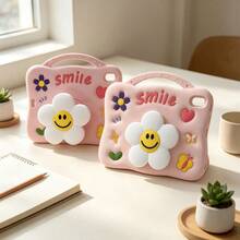 Cute Cartoon Flower Silicone Shockproof Protective Case With Retractable Rotating Stand And Hidden Pen Slot, With Handle, Compatible With IPad A16/ Pad 6/6Pro/7/7Pro/ MatePad SE/Honor Pad X8A, Suitable For Students Online Classes, Mobile Office And Home Movie Watching - Pink - View 2