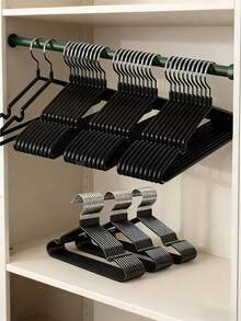 20/15/10/5pcs Non-Slip Hangers, Black Non-Slip Hangers, Bedroom Supplies, Storage Supplies, High-Quality Durable Storage Solution For Bedroom And Closet - Easy To Hang, Space-Saving Design, Perfect For Home Use, Christmas Decoration, Etc. - Multicolor - View 6