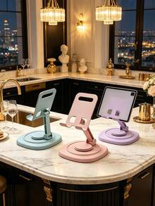 1pc 360° Rotatable Aluminum Alloy Adjustable Tablet Stand, 360° Rotatable Folding Tablet Holder, Universal Smartphone Tablet Desktop Stand, Multi-Angle Silicone Non-Slip Base Folding Desktop Stand, Back To School Supplies - Multicolor - View 9