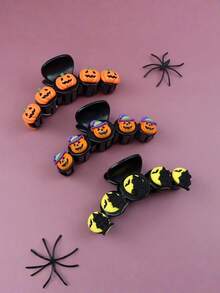 1pc Halloween Pumpkin Bat Hair Clip, Back Of Head Hair Clip, Ghost Festival Holiday Costume Fun Headpiece - Multicolor - View 3
