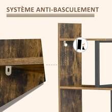 Industriële boekenkast/kamerverdeler met 5 planken, 102 x 30 x 160 cm, rustieke bruine kleur. - A - Bekijken 8
