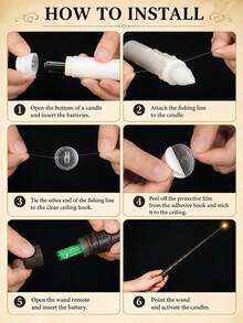 20pcs/12pcs/6pcs Hanging Floating Candles With Magic Wand Remote Control And Hanging Rope, Flying Flameless LED Taper Candles, Warm White Light, Battery Operated Window Candles, Suitable For Halloween Christmas Party Decoration - Multi-tear Magic Candle Lamp - View 4