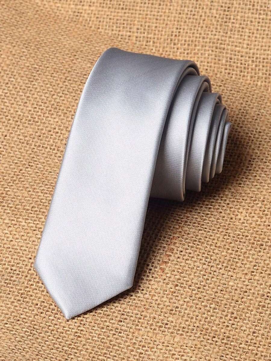 1件 5cm 素色男士修身領帶,手工領帶 婚禮商務領帶 - 白色 - 查看 1
