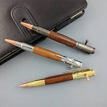 1pc High-Grade Creative Bullet Shaped Bolt Action Tactical Ballpoint Pen Black Ink Rosewood Blackwood Metal Luxury Gun Pen With Rifle Design Clip - Gun Pen - View 3