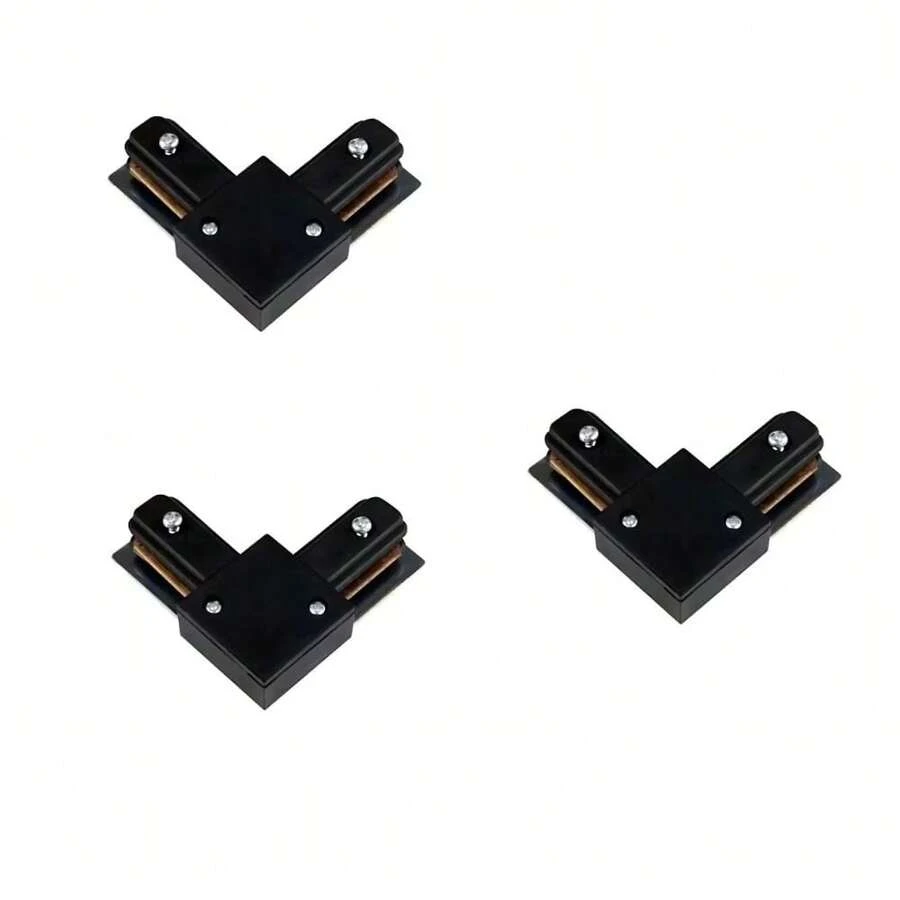 Kit 3 Conectores de Trilho Spot 90º Eletrificado em L União para Trilhos de Iluminação Andeli Preto - L - Visão 1