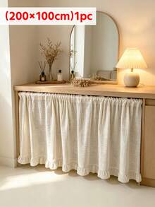 1pc French Country Semi-Sheer Ruffle Edge Cabinet Curtain Half Curtain, Suitable For Daily Home Kitchen Cabinet, Living Room, Bedroom, Holiday Party, Cafe, Restaurant Decor Atmosphere - Beige - View 10