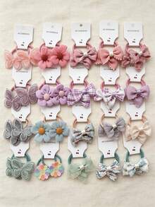 10-Piece Girls' Hair Tie Set, Featuring Embroidered Bow And Flower Bow Hair Ties, Soft Elastic Hair Ties, And Cute Everyday Hairstyle Accessories. - Multicolor - View 3