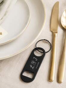 30/15/1pc Easy-Pull Keychain Metal Bottle Opener, Black Flat Portable Beer Opener, Creative Multi-Function Can Opener Accessory, Birthday Holiday Christmas Housewarming Wedding Decor - Multicolor - View 2