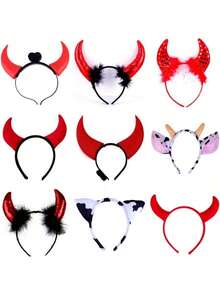 Devil Horn Headband In Stock Cross-Border Hot Holiday Party Ball Red Horn Costume Headband Hair Accessory, Holiday Atmosphere Costume Prop Cosplay - Multicolor - View 4