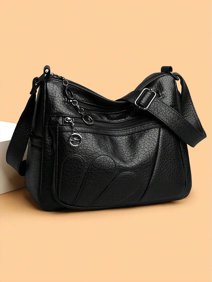 Fashion PU Leather Luxury Multi-Pocket Handbags High Quality Women's Bag Flower Embroidery Design Ladies Crossbody Shoulder Bags