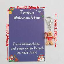 12pcs 2D Funny Gingerbread Man Series Keychain Set With Christmas Cards, Holiday Universal Small Gift, Positive Support Gift, Good Luck Gift, Christmas Party Favor, Christmas Party Decoration Gift - Multicolor - View 3