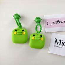 Japanese & Korean Cartoon Funny Apple AirTag Protective Case, Green Big Mouth Character With Hanging Ring & Bell, 3D Silicone Cover For AirTag Tracker, Compatible With Ninebot E80 E100 Electric Scooter Key, Anti-Lost Keychain Protector - Green - View 3