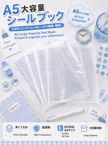 10pcs A5 Transparent Loose-Leaf Sticker Storage Pages, PP Transparent Binder Refill Pages, Suitable For DIY Sticker Albums, Planners, Notebooks, Diaries, Scrapbooks, Passport Holders, School And Office Supplies,Back To School - Transparent - View 5