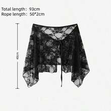 1pc Asymmetrical Yarn Lace Apron Skirt With Multi-Functional Waist Belt Design - Multicolor - View 5