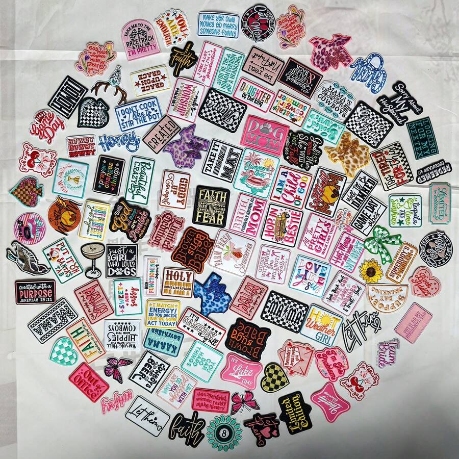 35-Piece Non-Repeating Patch Set - Hat Size Ironing Embroidered Patch For Trucker Hats, Decorative Jeans, Jackets, Backpacks, And Trucker Hats, Hot Shift Clothing Patch For Small Business Startups - Iron-on/Sew-on Patch - View 1