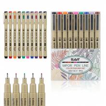 9pcs Colored Fine Liner Pens, 0.45mm Fine Tip Micro-Line Drawing Pens, 9 Mixed Colors, Washable, Water-Based Ink, Perfect For Sketching, Comics, Bullet Journals, Outlining, Office Supplies, School Essentials, Back-To-School Season Gift - Colorful 9-pack - View 3