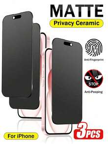Yezodawee 3片裝霧面防窺陶瓷螢幕保護貼，適用於 Phone 17 Pro [6.3 吋]，柔性霧面防窺陶瓷膜，全螢幕覆蓋，防指紋、防摔、防眩光，相容 Phone 17 Pro Max/17 Air/17/16E/16 Pro - 黑色 - 查看 37