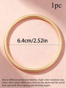 1 buah/2 buah/3 buah/6 buah Gelang Paduan Tembaga Minimalis untuk Anak Perempuan, Perhiasan Sederhana yang Dapat Ditumpuk untuk Remaja, Pemakaian Sehari-hari, Hadiah Kembali ke Sekolah - Yellow Gold - View 10
