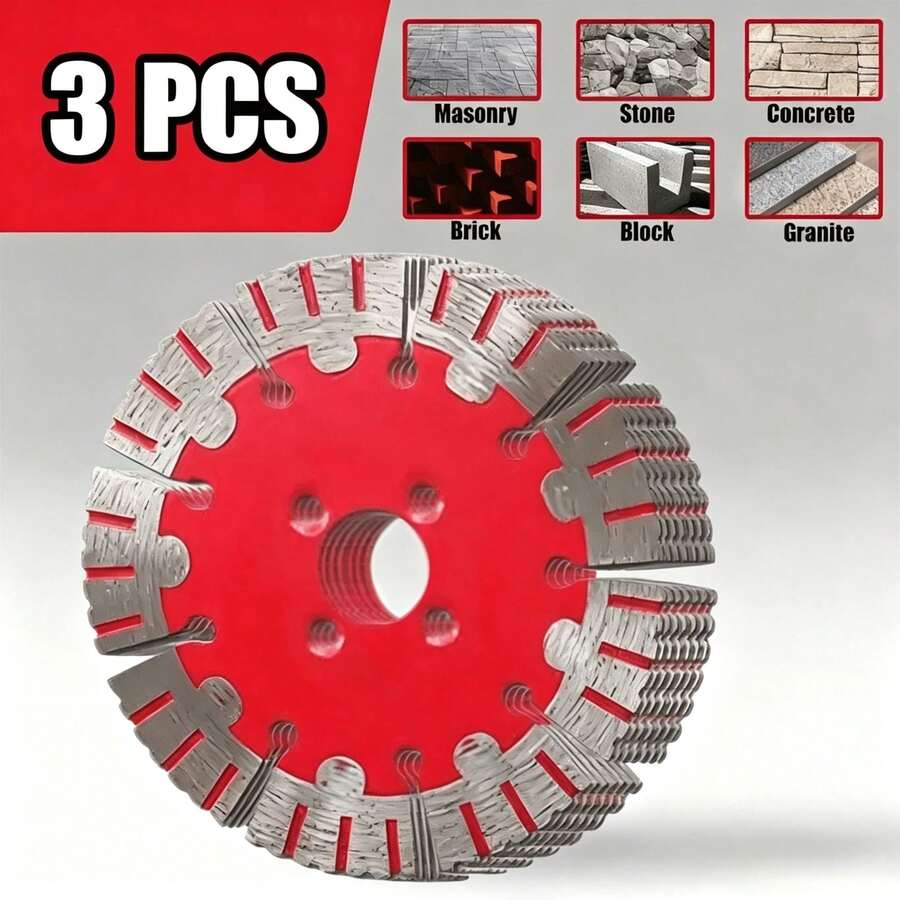 3pcs/Set Heavy Duty 125mm/5 Inch Diamond Cutting Blades - Multi-Surface Cutting Blades, Suitable For Concrete, Brick, Tile, Marble, Compatible With Table Saw And Brick Saw - For Manufacturing Industry And Construction Tools - 12.5 Cm/5 Inches - 3 Pieces - View 1