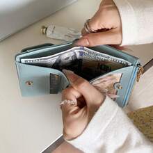 Korean Style Bowknot Short Wallet For Women, Minimalist PU Leather Multi-Card Slot Chain Coin Purse - Multicolor - View 6