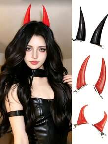 Halloween Devil Horn Hair Clip, Top Head Clip Hair Accessory, Creative Personalized Holiday Decoration - Multicolor - View 1