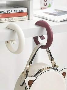 1pc Creative Drill-Free Bag Hooks, Foldable Handbag & Wallet Hooks, Floating Table Mounts, Non-Marking Plastic, Practical Hooks. Suitable For Home, Office, School, Christmas Gifts. Easy To Use And Portable. - Multicolor - View 12