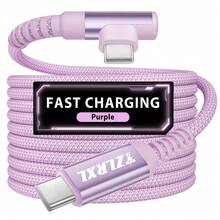 Tzlrxl High-Speed 60W PD Charging Cable, Dual USB-C Interface, 90° Bend Plug, Enhanced Nylon Braided, Multiple Colors And Lengths Available - Pink - View 9