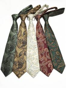 1pc Paisley Pattern Unisex Hand-Tied Necktie, Suitable For Casual, Streetwear, Daily, Party, Gift - Multicolor - View 1