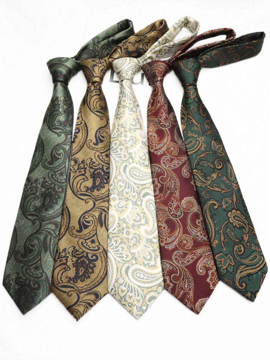 1pc Paisley Pattern Unisex Hand-Tied Necktie, Suitable For Casual, Streetwear, Daily, Party, Gift - Multicolor - View 1