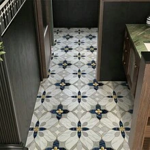 1 Roll French Gilded Floral Marble Mosaic Self-Adhesive Floor Sticker, 30 X 120Cm Vinyl Peel And Stick Removable Waterproof Non-Slip Wear-Resistant Seamless Floor Decal, Floor Renovation For Entryway Living Room Kitchen Bathroom, Renter-Friendly - Marble Inlay - View 10