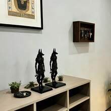 1pc Geometric Anubis Full Body Statue Decor, Supported By Cross, Minimalist Low Poly Base Design, Exquisite Craftsmanship, Suitable For Home Decor, Escape Room Decor, Christmas Gift And Holiday Souvenir - A - View 6