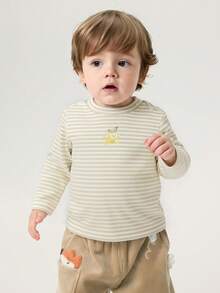 Balabala Mock Neck Long‑Sleeve Baby Tee Soft Base Top For Toddlers Autumn - White Coffee Color - View 1