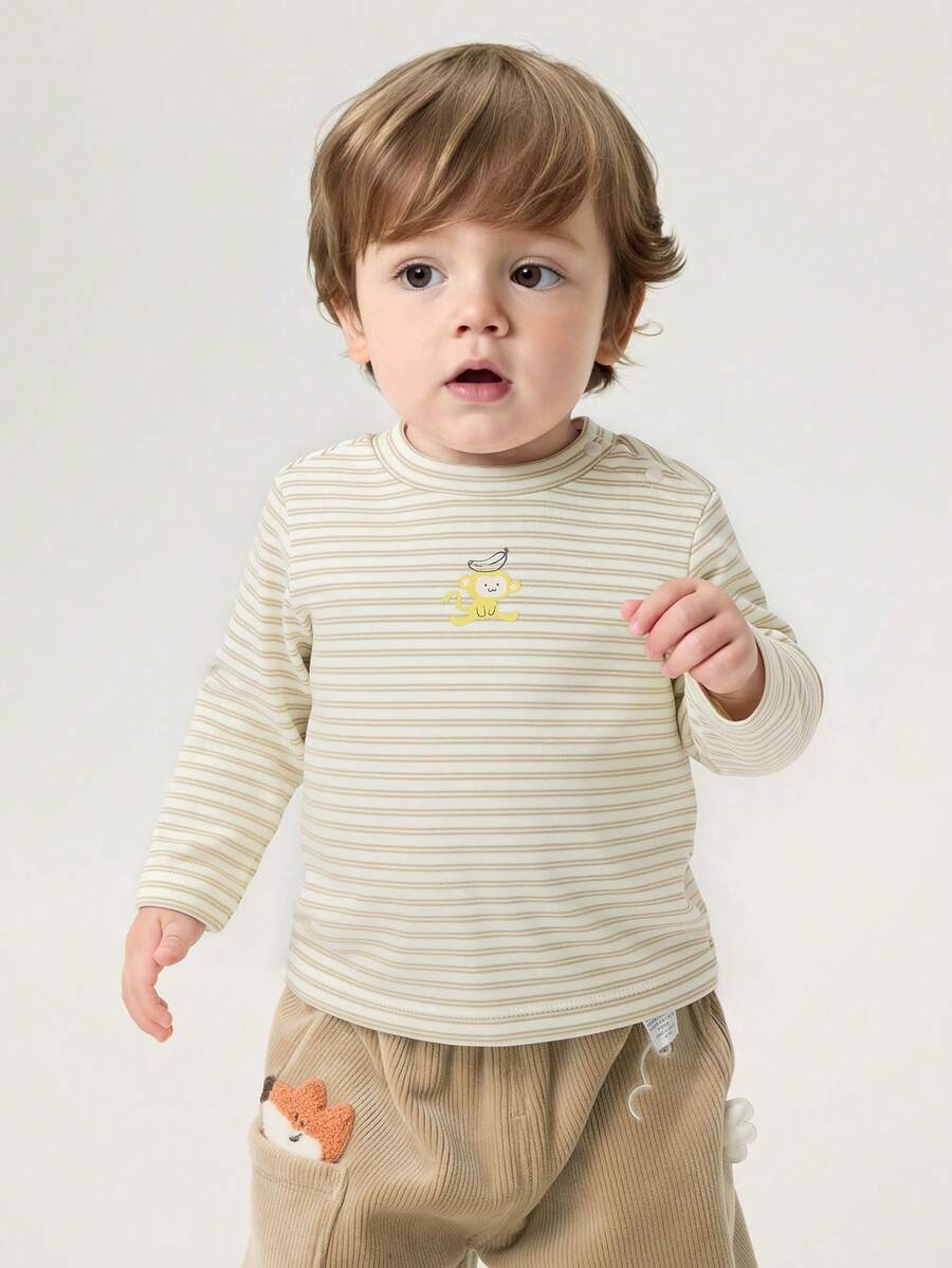 Balabala Mock Neck Long‑Sleeve Baby Tee Soft Base Top For Toddlers Autumn - White Coffee Color - View 1