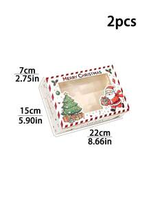 2pcs/5pcs/10pcs 2026 New Christmas Gift Box With Transparent Window | Santa Claus & Christmas Tree Print Gift Box, Holiday Striped Paper Box, Suitable For Christmas Party Decoration - View 16