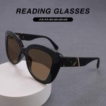 1pc Large Frame Cat Eye Tea Lens Reading Glasses, Featuring Leopard Print Design, High-Quality Tea Lens For Fashionable And Comfortable Wear, Suitable For Men And Women Daily Reading - Black - View 2